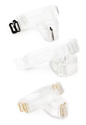 Bretelles transparentes pour soutien gorge.  Ensemble de 3 paires de bretelles ajustables, totalement invisibles, transparentes.  Composition 100% Polyethylene.