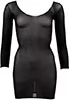 Mini robe transparente nylon manches noir