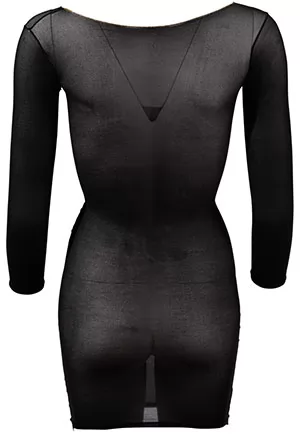 Mini robe transparente nylon manches noir