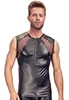 Mens Tank Top zip wetlook sheer inserts