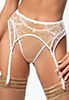 Transparent tulle white beige Suspender Belt