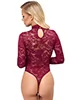 Red lace bodysuit high collar