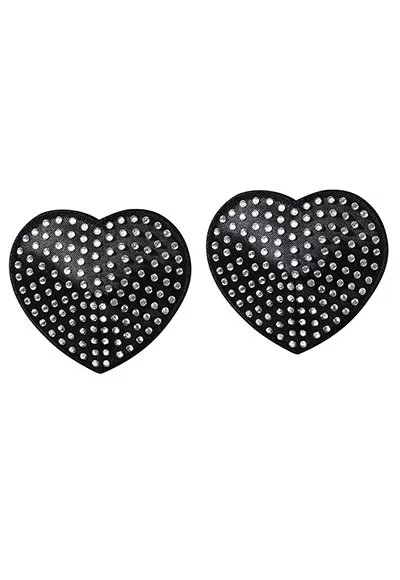 Silver rhinestone heart Nipple pasties