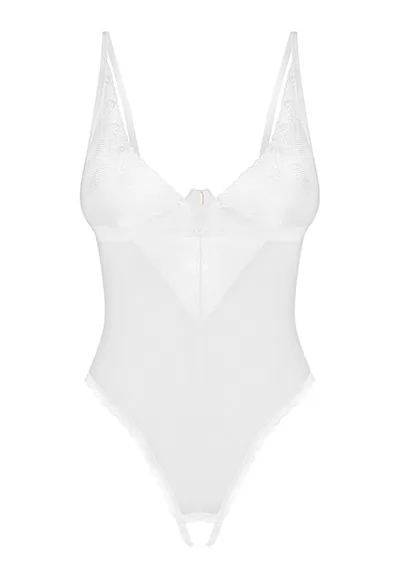 Alissium white crotchless bodysuit