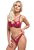 Bra and thong in matte red faux leather