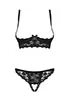 Crotchless lingerie shelf bra 2 pcs Letica Black