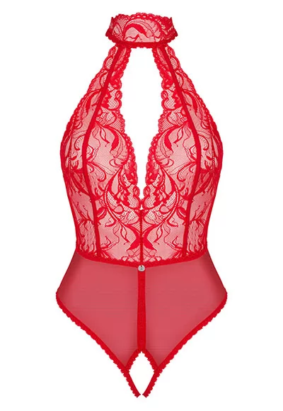 Dagmarie crotchless red bodysuit