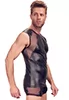 Mens Tank Top zip wetlook sheer inserts