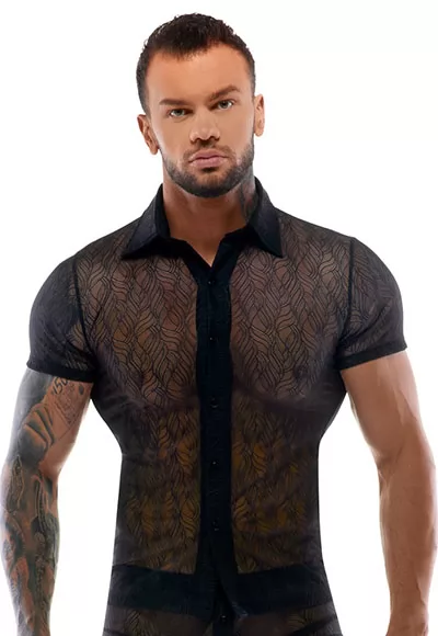 Transparent shirt short sleeves for men