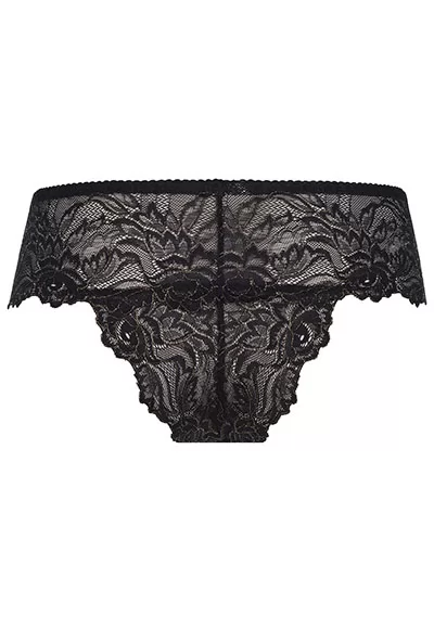 Black and gold lace Brazilian brief