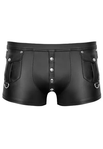 Boxer shorts snap button pockets matte black