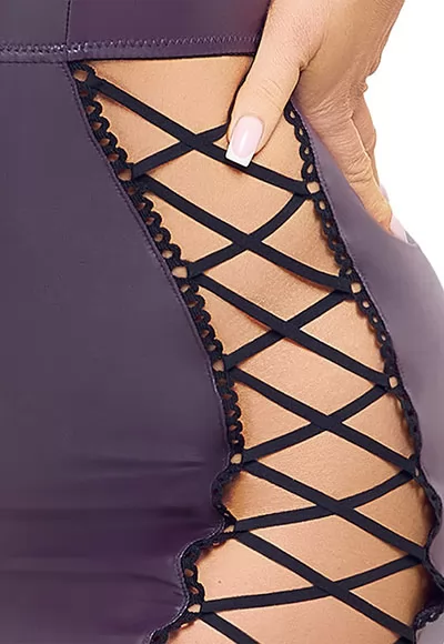 Purple sexy mini dress lace up