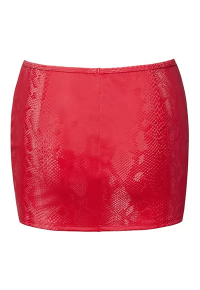 Red mini skirt snake pattern