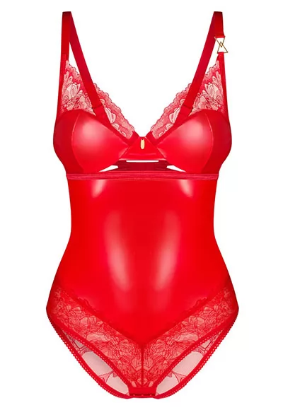 Sexy satiny red bodysuit Aliosa