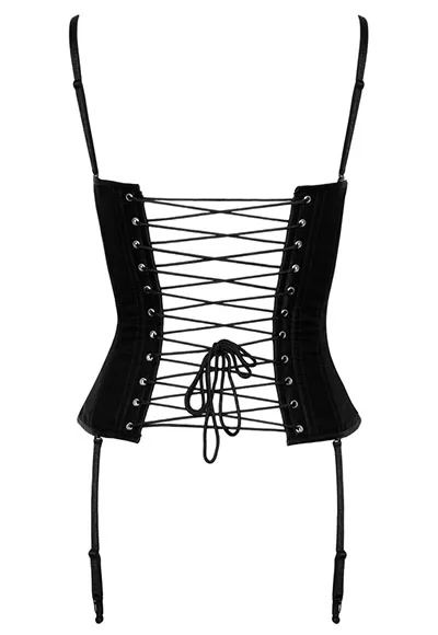 Black matte satin overbust Corset