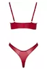 Bra and thong in matte red faux leather