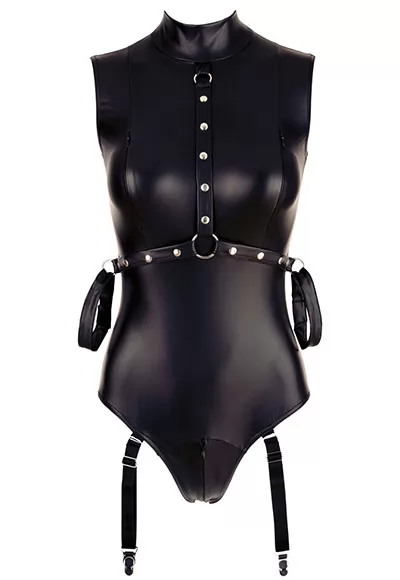 Faux leather fetish body with zips