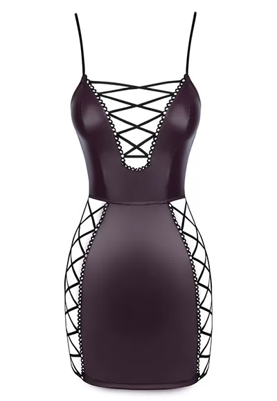 Purple sexy mini dress lace up