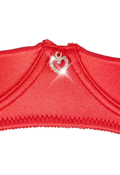 Red shelf bra suspender belt and string