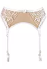 Transparent tulle white beige Suspender Belt