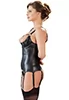 False leather half cup Basque crotchless thong