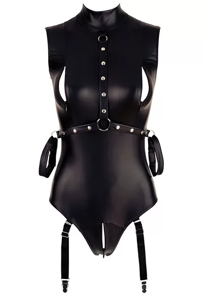 Faux leather fetish body with zips