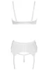 White open bra garter belt Lingerie 3 pieces