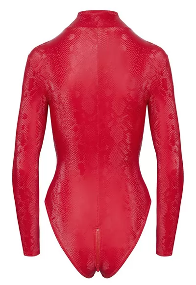 Red long sleeved bodysuit snake pattern