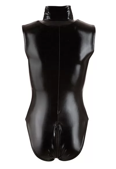 Zipped high neck body in false leather