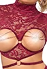 Cupless top lingerie and crotchless thong red lace