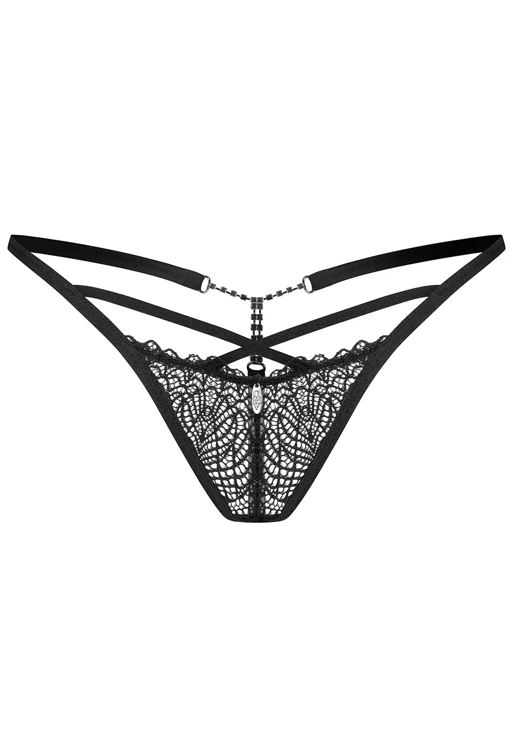 Black lace thong with jewel Iliosa