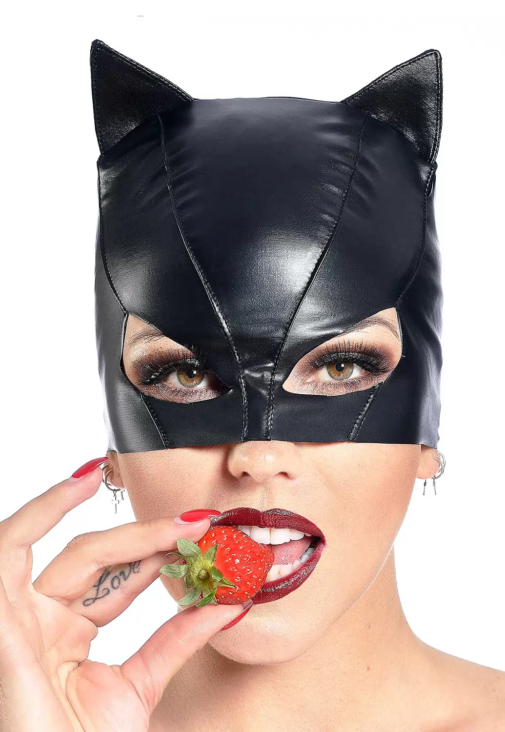 cat woman wetlook black Mask