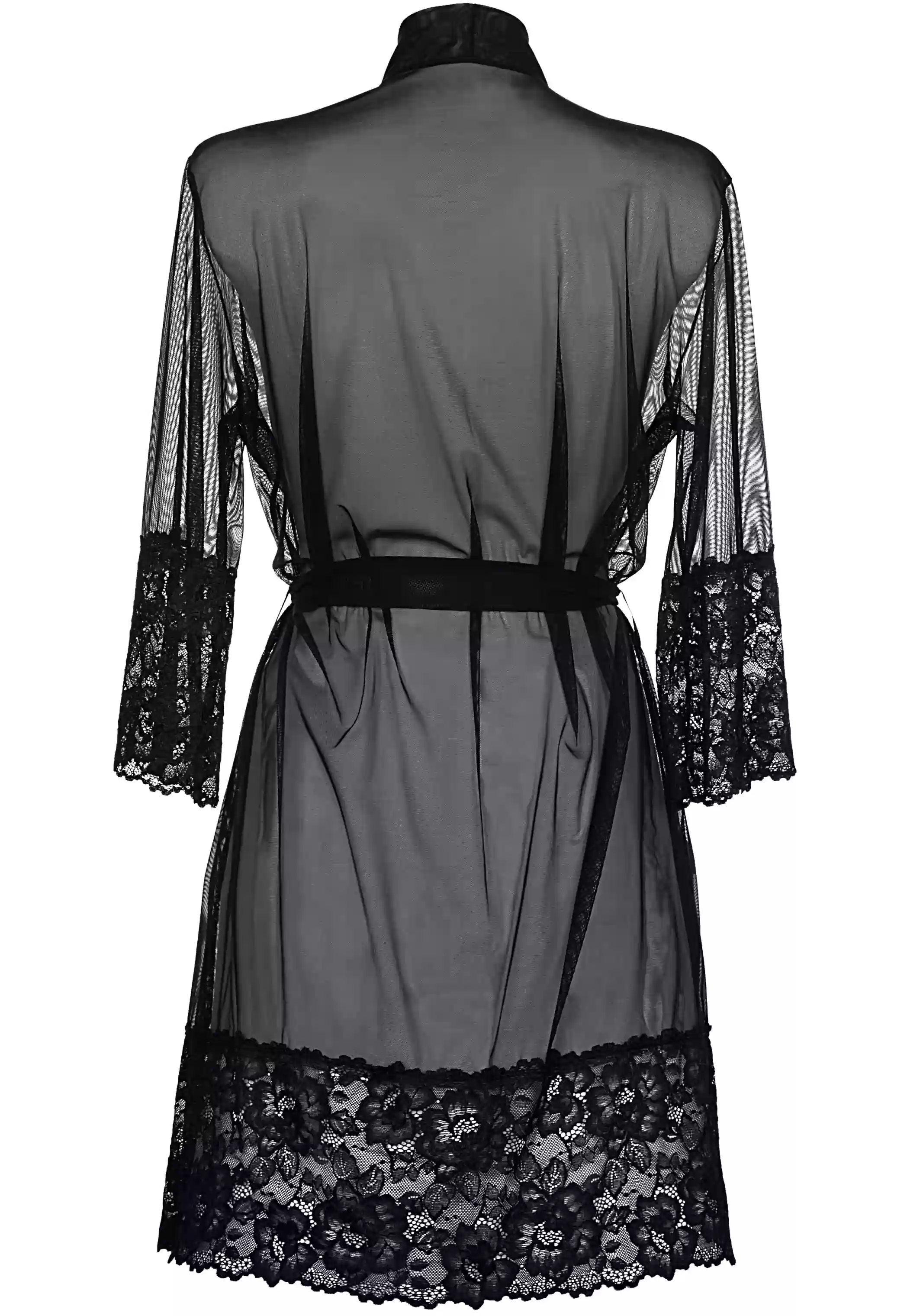 Black lace and mesh Peignoir