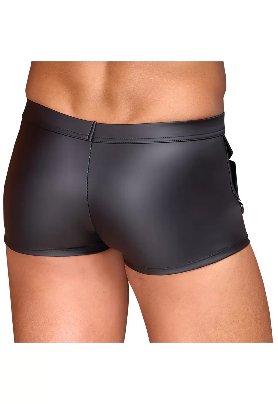 Boxer shorts snap button pockets matte black