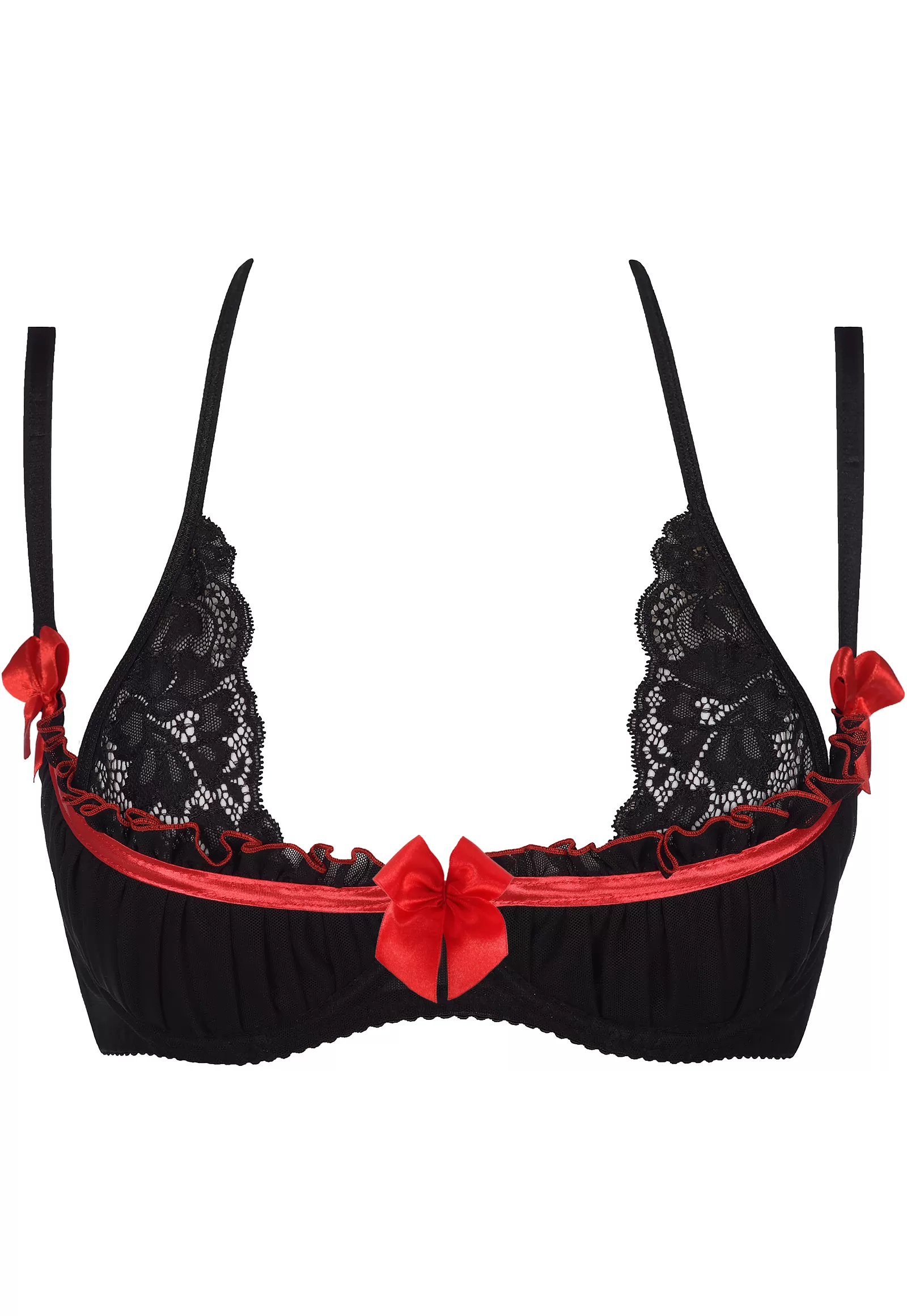 Red black shelf bra