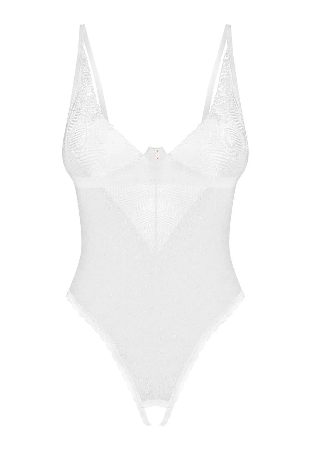 Alissium white crotchless bodysuit