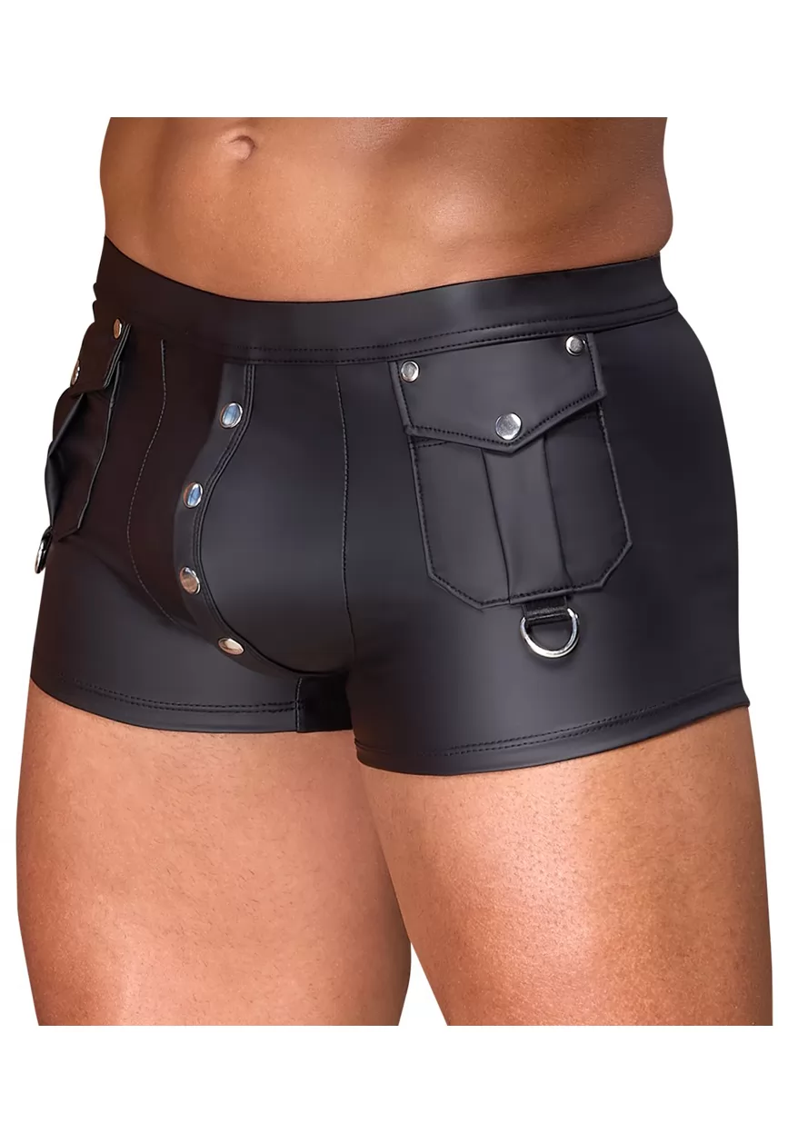 Boxer shorts snap button pockets matte black