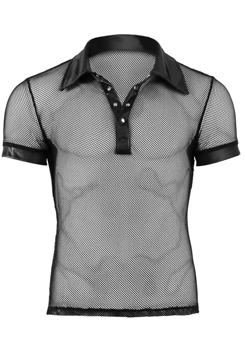 Mens net and wetlook polo shirt