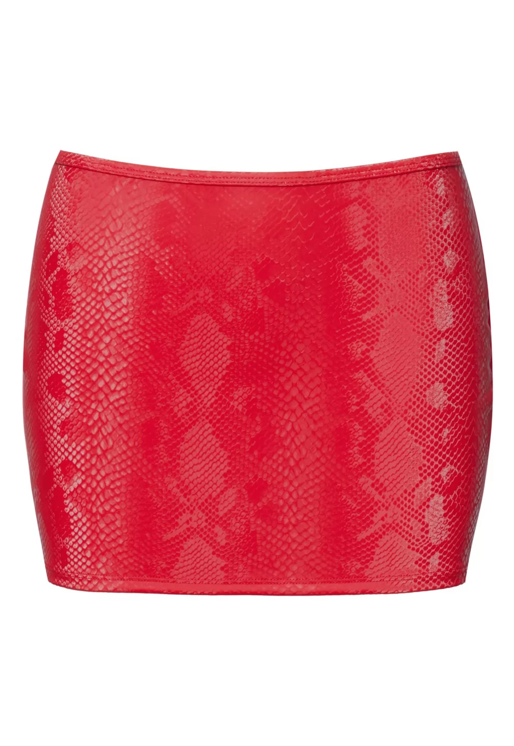 Red mini skirt snake pattern