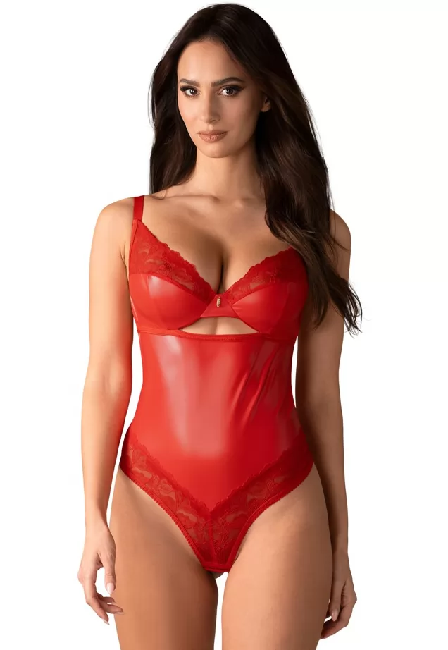 Sexy satiny red bodysuit Aliosa