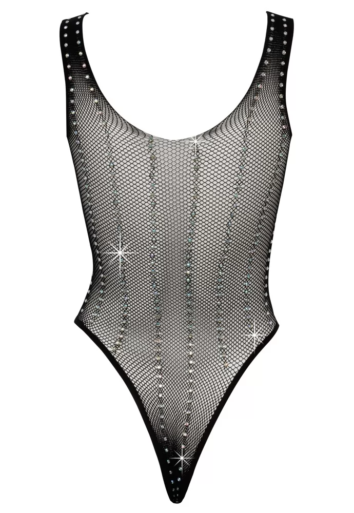 Dazzling bodysuit fishnet with rhinestone