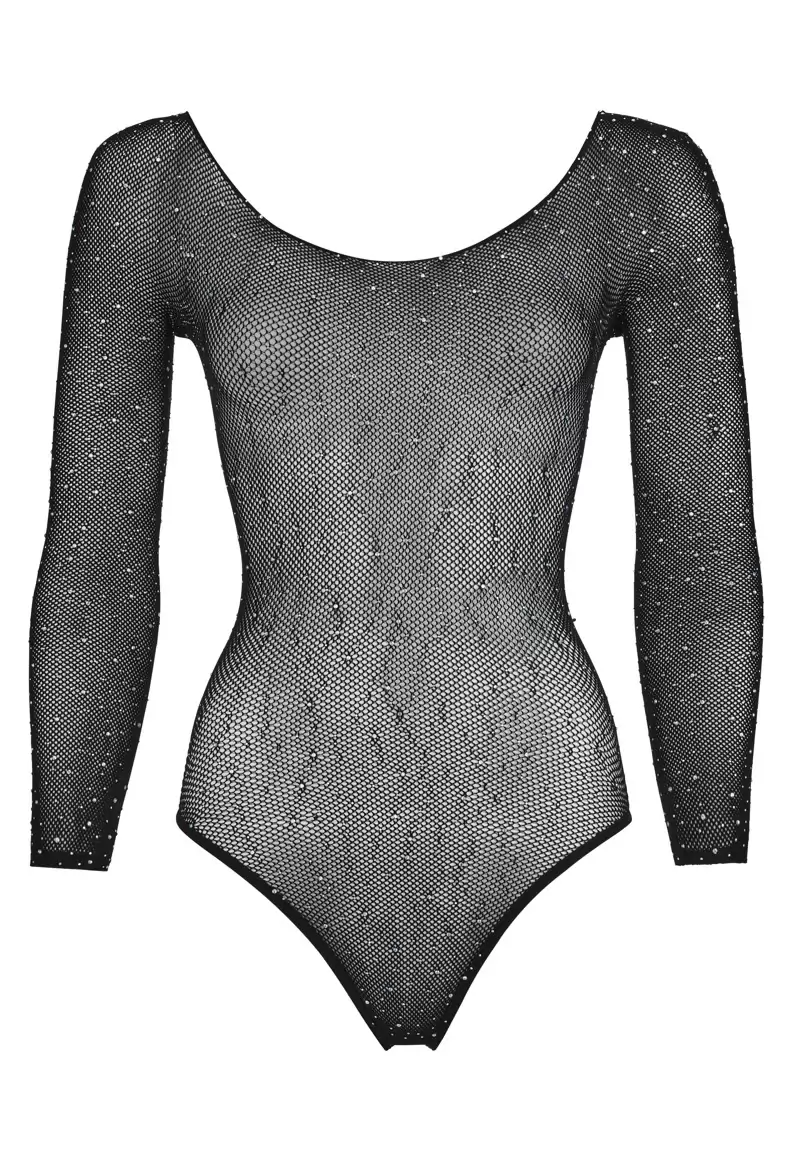 Long sleeve fishnet glitter Bodysuit