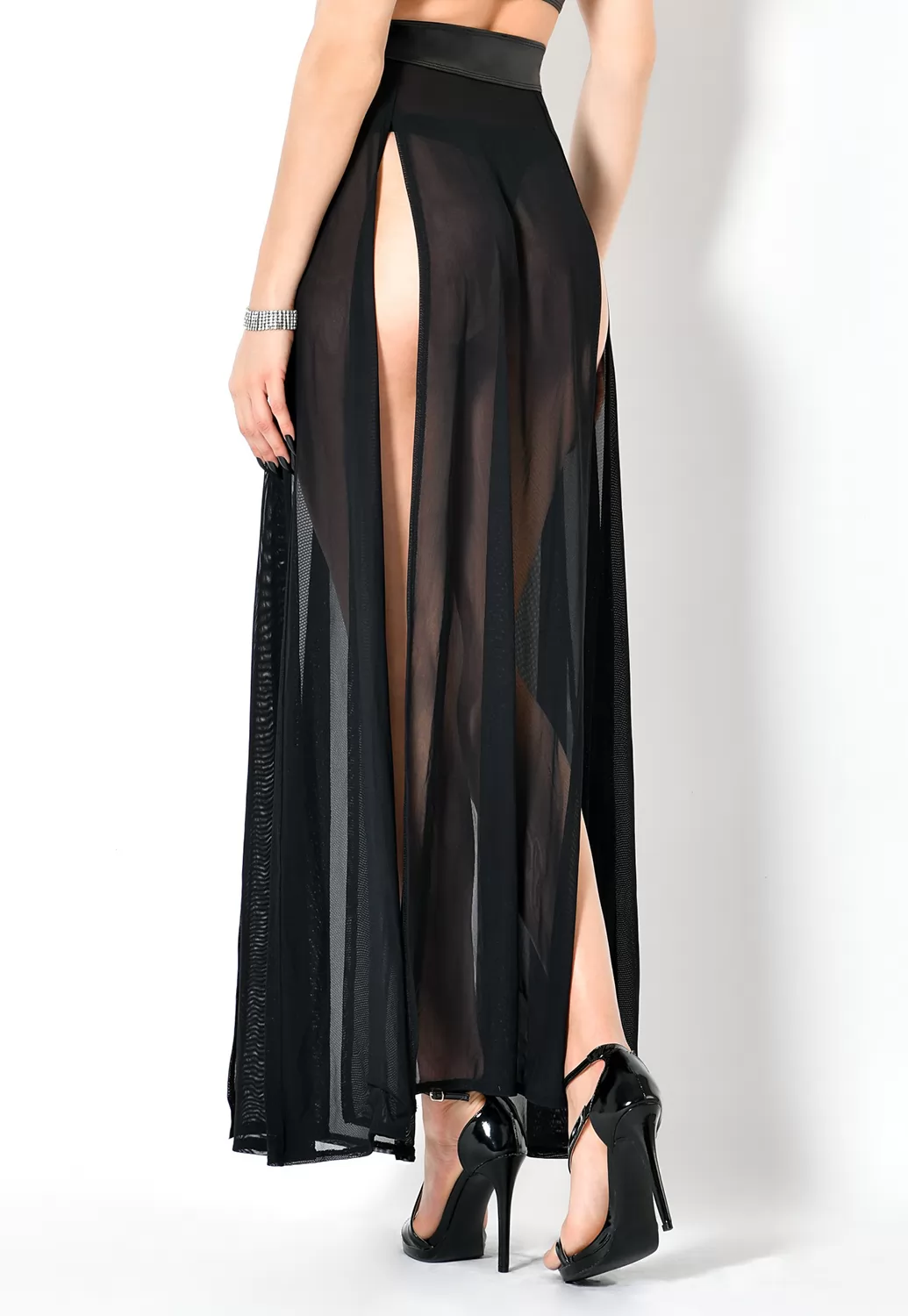 Saint Raphael black long slit skirt