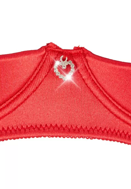 Red shelf bra suspender belt and string