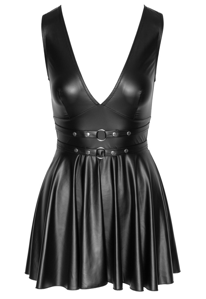 Sexy false leather Flared Dress | A Mes Amours