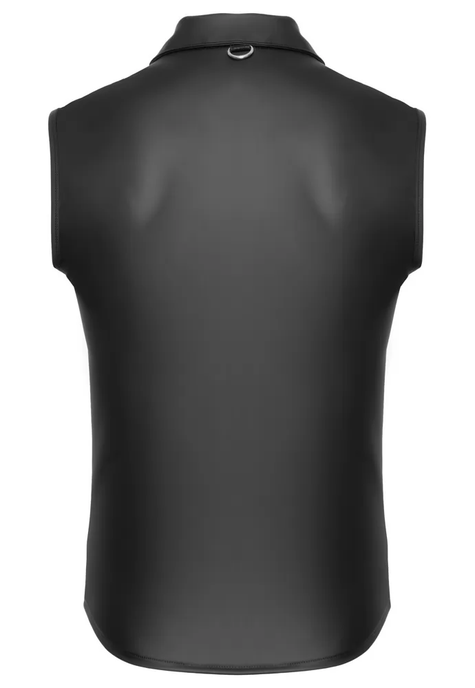 Sleeveless shirt in matte black for men