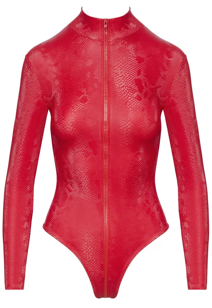 Red long sleeved bodysuit snake pattern