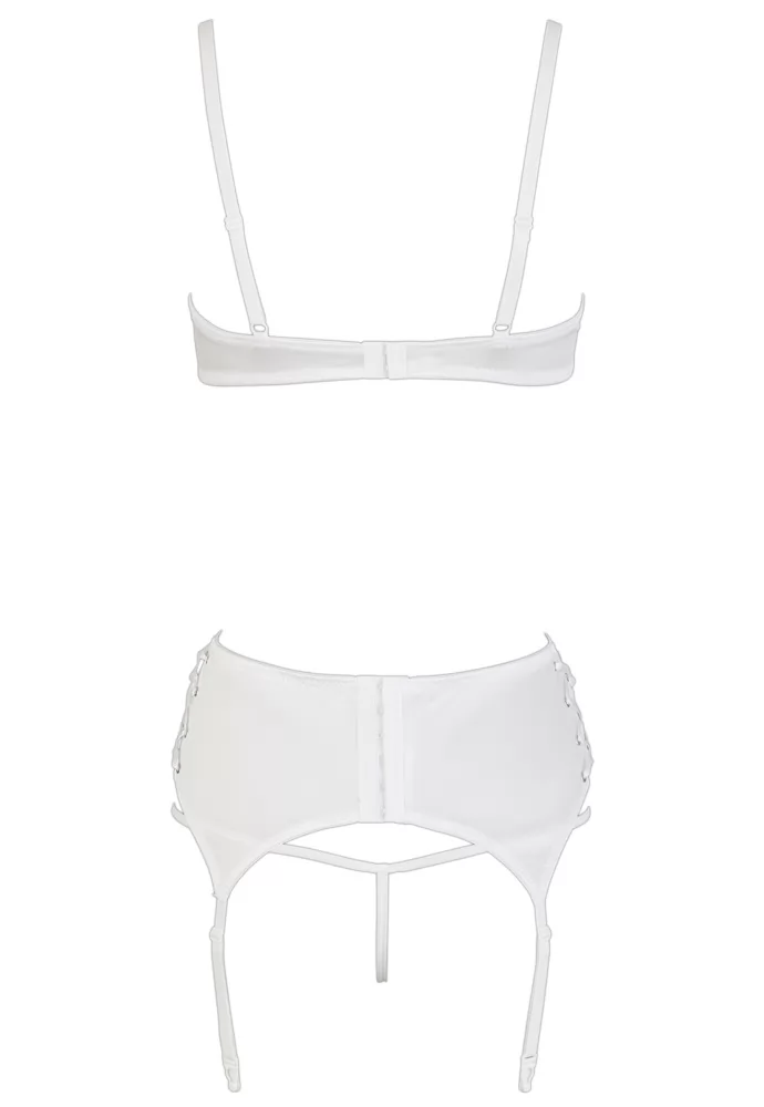 White open bra garter belt Lingerie 3 pieces