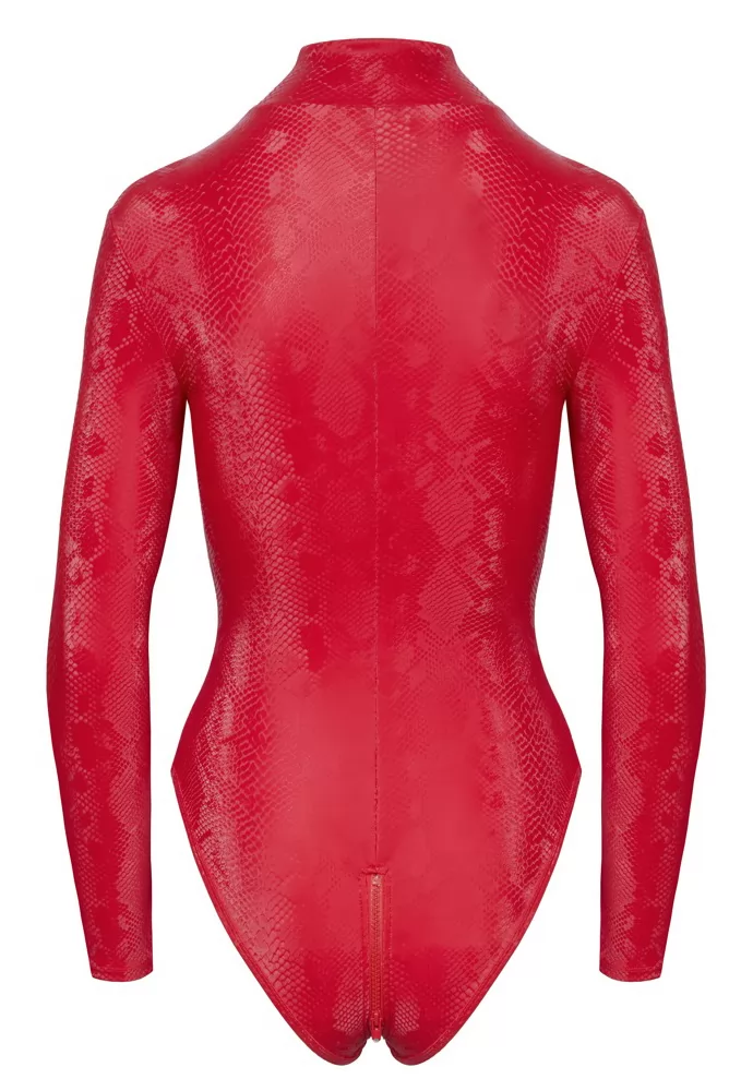 Red long sleeved bodysuit snake pattern