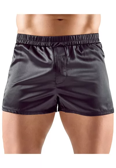 Boxer en satin noir pour homme pour un look décontracté avec style ! Boxer noir confortable et doux en satin légèrement élastique. Soyez à l'aise avec cette coupe ample et confortable. Avec ceinture élastique et ouverture devant. 100 % polyester. 1 pièce.